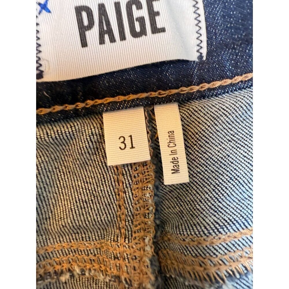 PAIGE High Rise Lou Lou Flare Jeans Twisted Seam Raw Hem Casabella Sz Size 31 - Picture 12 of 16